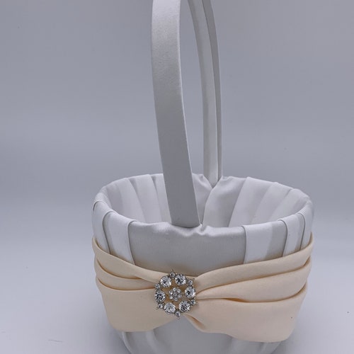 Flower Girl Basket White Flower Girl Basket Ivory off Etsy