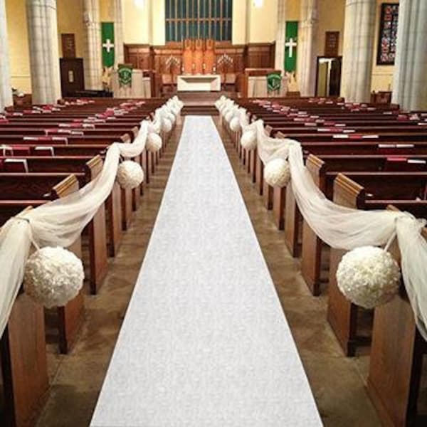 Aisle Runner- 100ft Polyester w/ Adhesive Strip, White