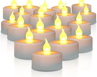 100-Pack Battery Tea Lights Bulk, Flameless Flickering Tea Candles, Long-Lasting Battery Life, Amber Yellow