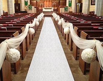 Aisle Runner- 75ft Polyester mit Klebestreifen, Weiß