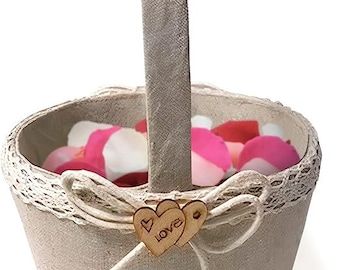 Flower Girl Basket -  Rustic with lace