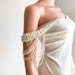 Draped Bridal Shoulder Straps Jewelry, Pearly Wedding Dress Accessory, Pearly Shoulder Strap Jewelry, Sold as a PAIR !