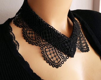 Detachable Black Lace Collar: Woman's Neck Accessory, Stylish Neck Jewelry