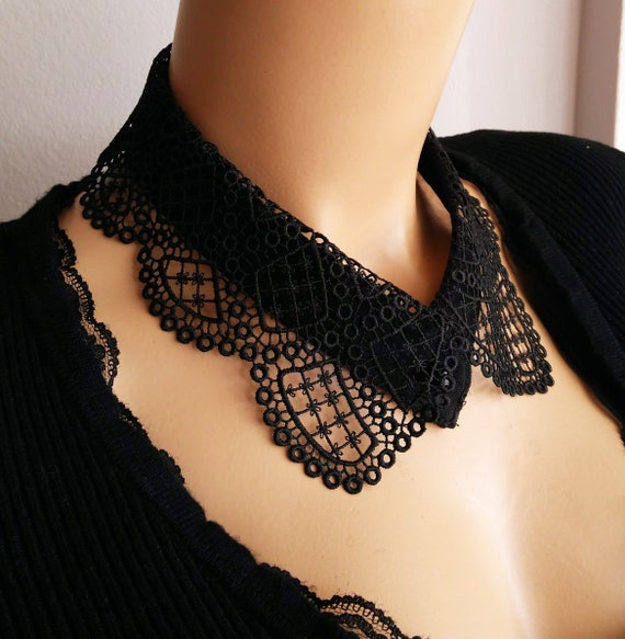Detachable Black Lace Collar: Woman's Neck Accessory, Stylish Neck Jewelry