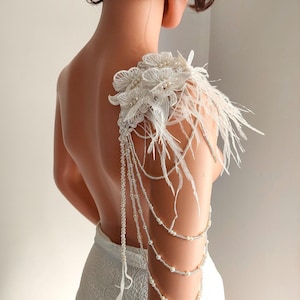 Bijoux d'épaule de perle pour robe de mariée, épaulettes de mariée faites main avec appliques de perles blanc cassé, bretelles amovibles de robe de mariée, cadeaux pour elle
