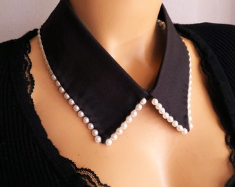 Black Pearl Beaded Detachable Collar: Woman's Neck Accessory, Stylish Neck Jewelry