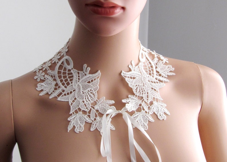 Handmade Lace Jewelry Boho Wedding Detachable Collars White Off Elegant Bridal Shower Floral Lace Necklace