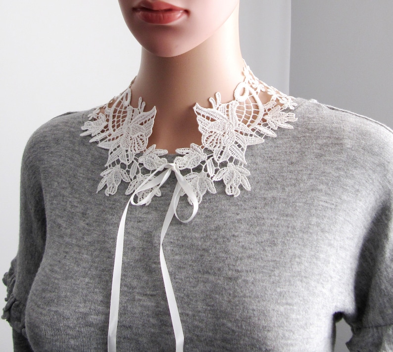 Handmade Lace Jewelry Boho Wedding Detachable Collars White Off Elegant Bridal Shower Floral Lace Necklace
