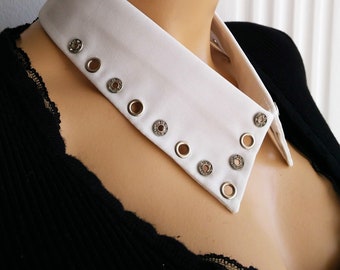 BUY 1 GET 1 FREE ! Off White Eyelets Detachable Handmade Collars, Woman Fashion Removable Neck Accessories