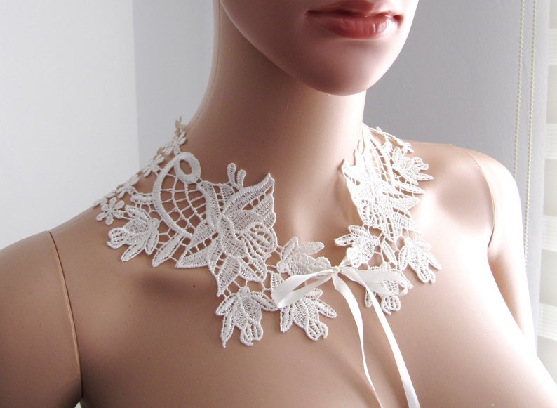 Handmade Lace Jewelry Boho Wedding Detachable Collars White Off Elegant Bridal Shower Floral Lace Necklace