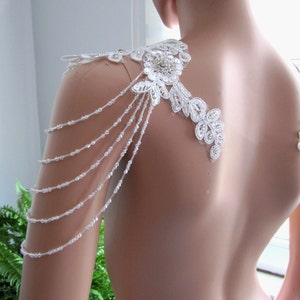 Bretelles de robe de mariée, accessoires de robe de mariée bohème perlée, bijoux pour femme, bijoux d'épaule de robe de mariée / livraison gratuite