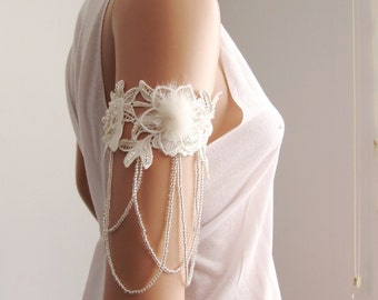 Bridal Gown Arm Garters, Handmade Arm Jewelry, Wedding Dress Accessory, Bridal Jewelry, Arm Band/ FREE SHIPPING