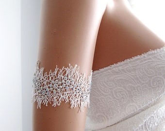 Upper Off White Arm Band Lace Handmade Jewelry , Bridal Gown Delicate Arm Band Jewelry, Boho Wedding Choker / FREE SHIPPING