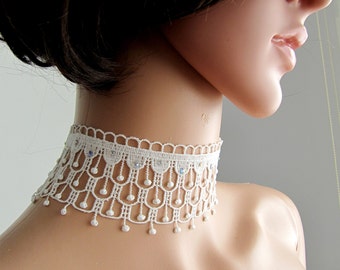 BUY 1 GET 1 FREE ! Bridal Shower Lace Handmade Choker Embellishment with High Quality Rhinestones, Bridal Boho Choker