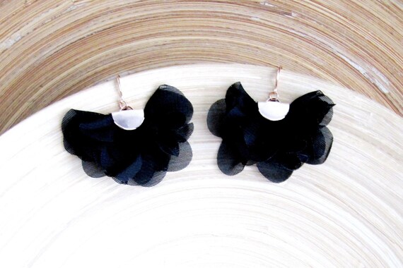 Khaki Floral Handmade Dangle Earrings Best Birthday Gifts Ideas Chiffon Floral Easter Gifts