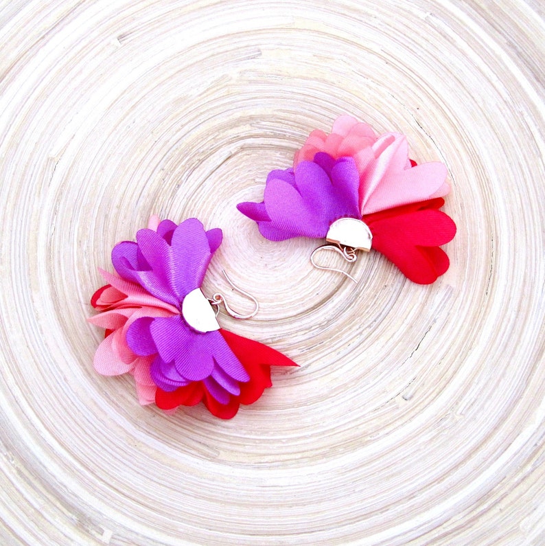 Khaki Floral Handmade Dangle Earrings Best Birthday Gifts Ideas Chiffon Floral Easter Gifts