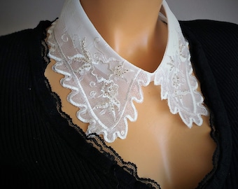 BUY 1 GET 1 FREE ! White Floral Lace Detachable Handmade Collar, Stylish Detach Neck Accessories, Stylish Woman Collars