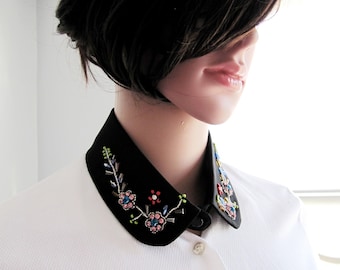 BUY 1 GET 1 FREE ! Black Beaded Stylish Handmade Collars, Floral Handbeaded Fashionable Collars , Detachable Neck Accessory