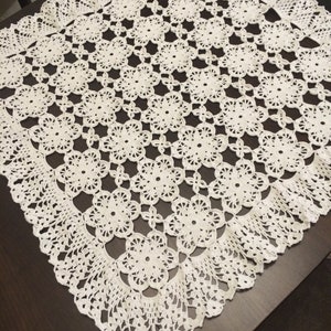 Crochet Tablecloth Gift for her,Hand made crochet tablecloth,Crochet doily,White cotton doily