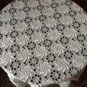 Tablecloth crochet,White cotton tablecloth,Hand crochet home decor,Gift for her