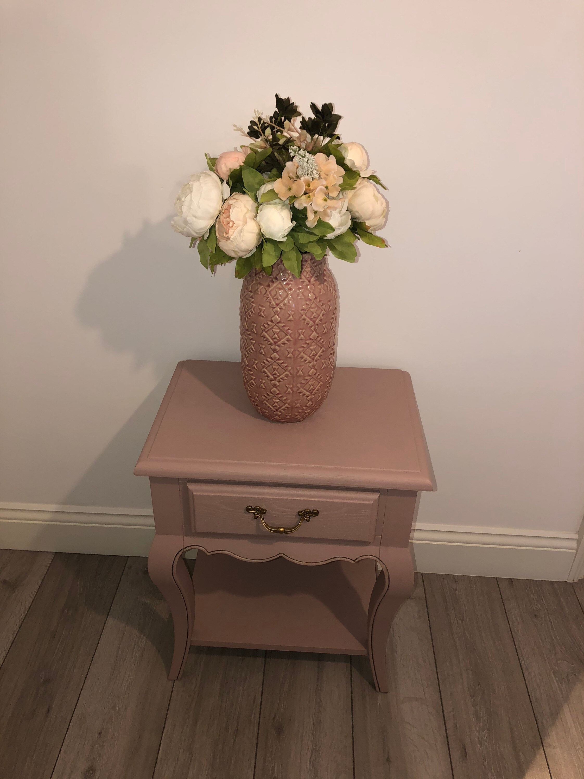 Blush Pink and Gold Hand Painted Hall Table Coffee Table Bedside