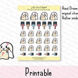 Painting Ghost Planner Stickers, Printable Character Stickers, Crafting Stickers, Printable Functional Stickers, Decorating Planner Stickers