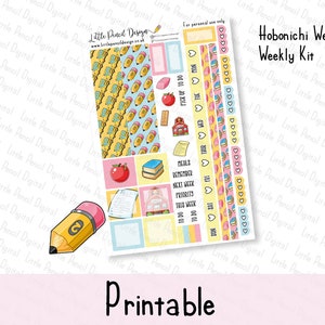 Back To School Hobonichi Weeks Kit | School Printable Weekly Kit | Printable Planner Stickers | Hobonichi Weeks Stickers | Teacher Stickers
