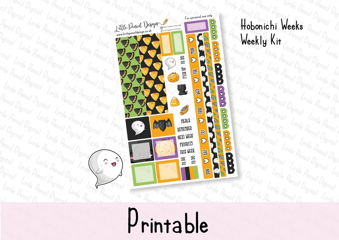Kawaii Halloween Hobonichi Weeks Kit | Printable Weekly Kit | Printable ...