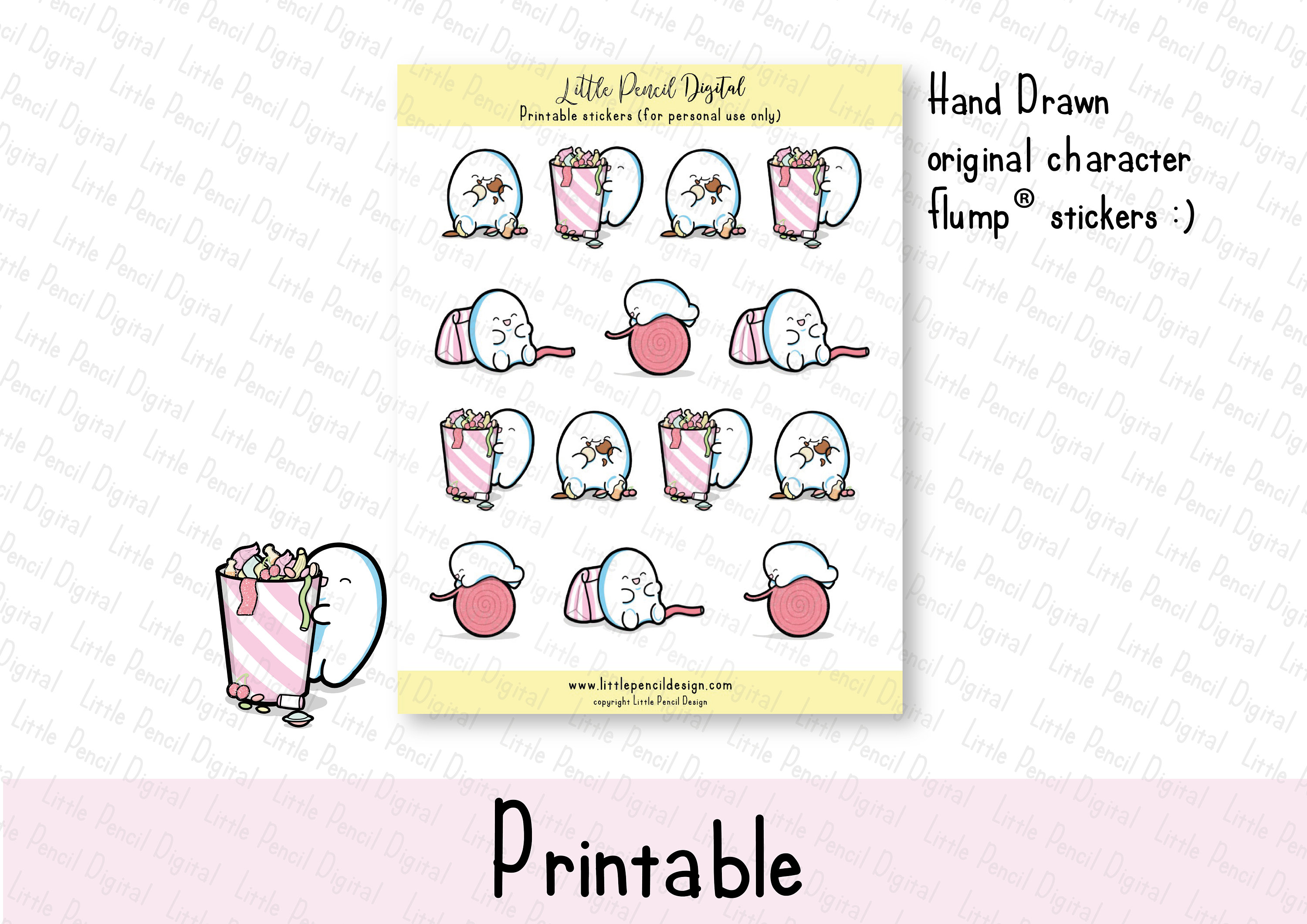Pick N Mix Flump® Planner Stickers, Printable Character Stickers, Candy ...