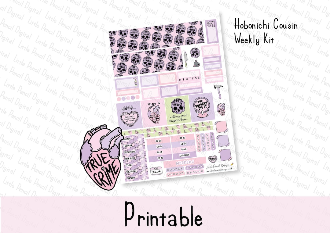 Pastel True Crime Hobonichi Cousin Weekly Planner Kit | Printable Kit ...