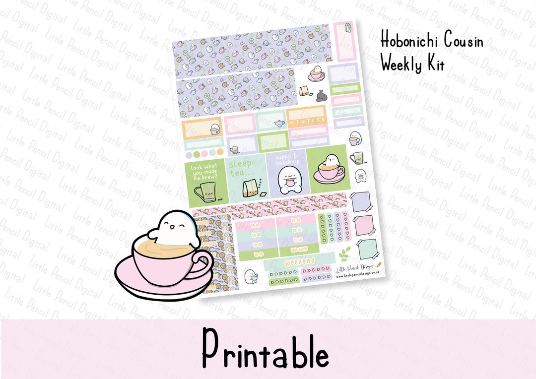 Tea Themed Hobonichi Cousin Weekly Planner Kit | Flump™ Printable Kit ...