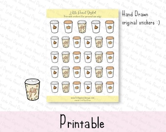 Fall Mug Stickers | Printable Coffee Stickers | Fall Stickers | Printable Functional Stickers | Fall Planner Stickers | Coffee Lover Sticker