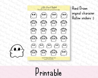 Cute But Creepy Ghost Planner Stickers | Printable Character Stickers | Adorable Stickers | Printable Functional Stickers | Planner Stickers