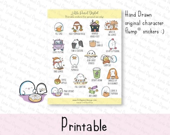 Fall Bucket List Planner Stickers | Printable Character Stickers | Halloween Stickers | Printable Functional Stickers | Spooky Fall Planner