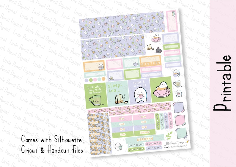 Tea Themed Hobonichi Cousin Weekly Planner Kit | Flump™ Printable Kit ...