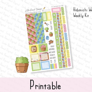 Garden Time Hobonichi Weeks Kit | Kawaii Garden Printable Weekly Kit | Printable Planner Stickers | Hobonichi Weeks Stickers | Garden Lover