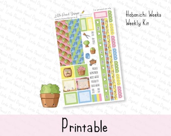 Garden Time Hobonichi Weeks Kit | Kawaii Garden Printable Weekly Kit | Printable Planner Stickers | Hobonichi Weeks Stickers | Garden Lover