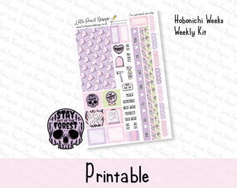 Pastel True Crime Hobonichi Weeks Kit | Printable Weekly Kit | Printable Planner Stickers | Hobonichi Weeks Stickers | Spooky Stickers