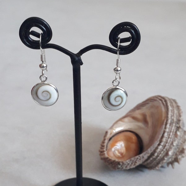 Boucles d'oreilles oeil de sainte lucie, en argent, Shiva eyes, bijou porte bonheur, style boho,