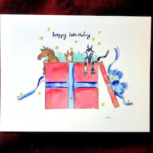 Carte d'anniversaire de petits chevaux, carte d'anniversaire de cheval lunatique, carte d'anniversaire de poney drôle, carte douce gaie