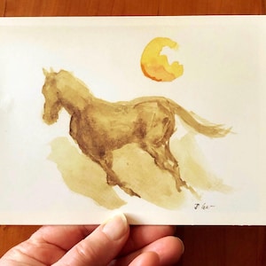 Running horse greeting card, horse art stationery, Vermont horse art card