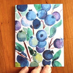 Rustieke Vaderdagkaart met bosbessen, handgemaakte Happy Father's Day, cadeau voor papa, tuinwensen Vermont, origineel ontwerp, kaart met linnenstructuur