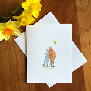 Carte de voeux personnalisée fille et cheval, papeterie équine au design original, petite-fille, amoureuse des chevaux, sympathie pour les chevaux, note de meilleur ami