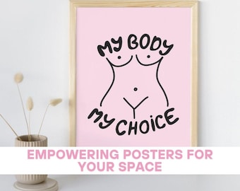 Girls Support Girls Feminist Art Print: Pink Modern Wall Decor (A2 Digital Download)