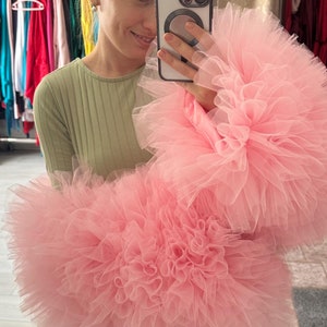 Andrea long sleeve bolero in color MY108 light pink Available in custom colors Furry bolero Festival outfit Costume shrug Multiple sizes