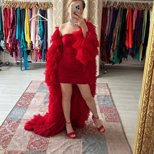Bright red gown store