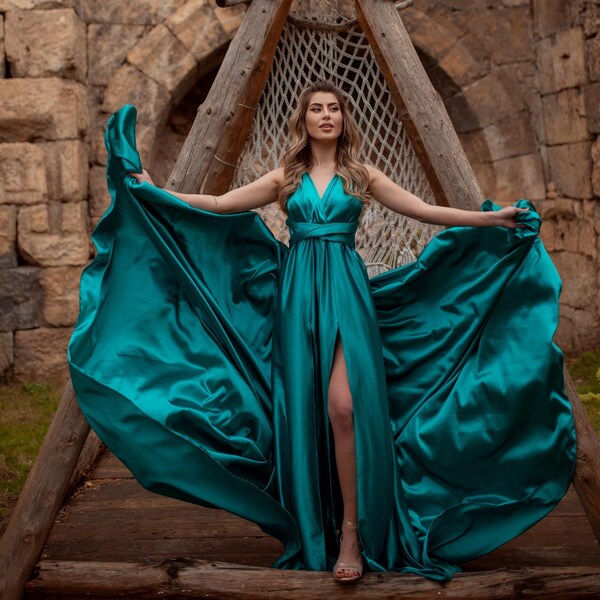 Diana dress in turquoise color / Fast free shipping by DHL express, Ready for ship, Custom color, One size dress, Best props for photo shoot