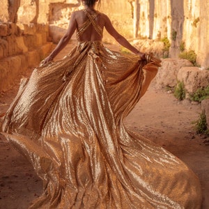 Gold Flowy Gown Etsy Canada