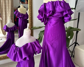 Me and Little me collection // Monica dresses in royal purple color Custom color Multiple sizes dresses for photoshoot session