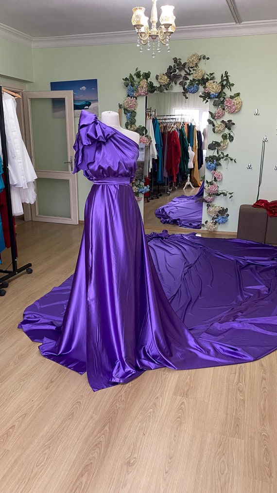 Purple Evening Prom Dress 2023 Satin Off Shoulder custom Wedding Guest Dress  Bridesmaid Lace-up Corset Formal Party Prom Gowns - AliExpress